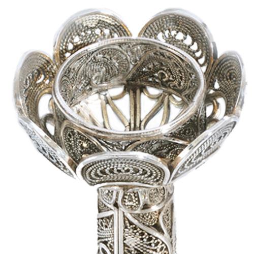 Silver Filigree Flower Candle Holders