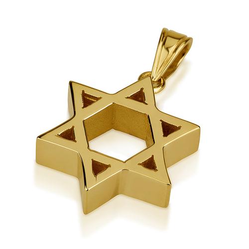 14k Gold Heavyweight Small Star of David Pendant