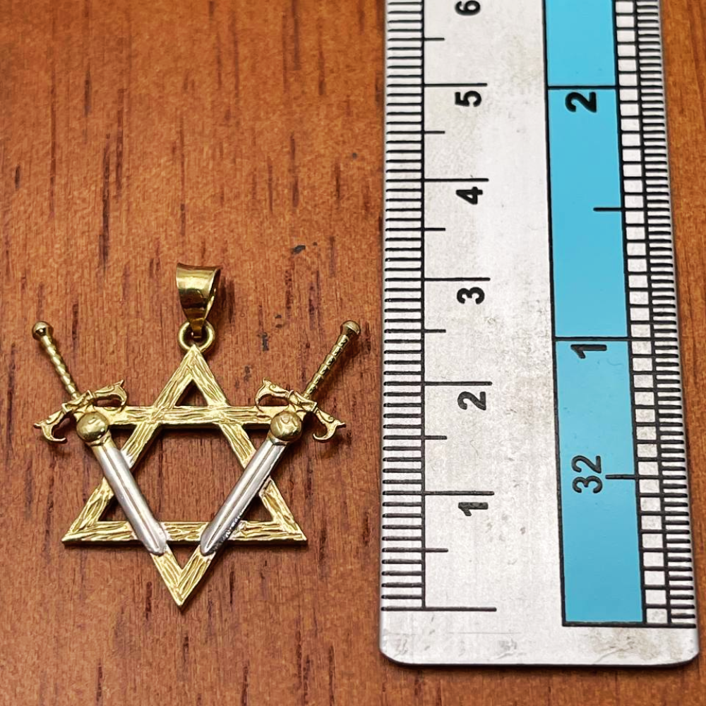 Victory Swords Star of David Pendant in 14K Two-Tone Gold
