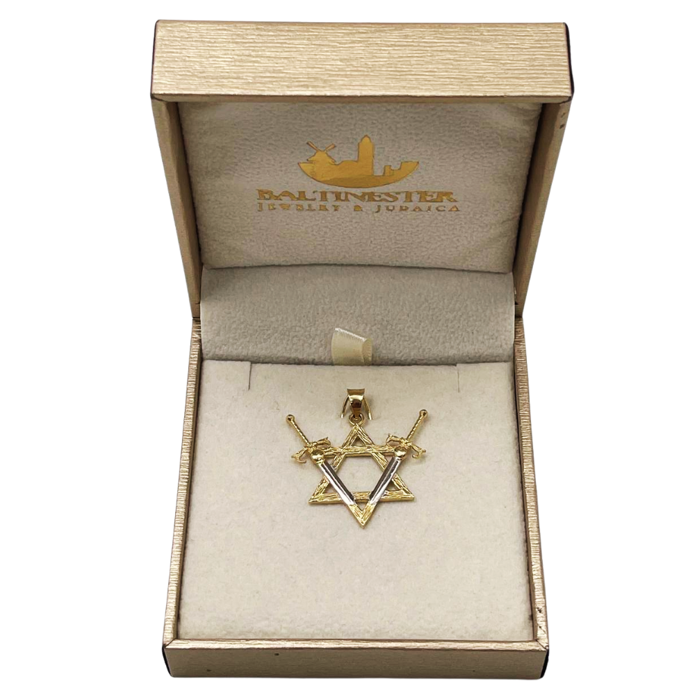 Victory Swords Star of David Pendant in 14K Two-Tone Gold