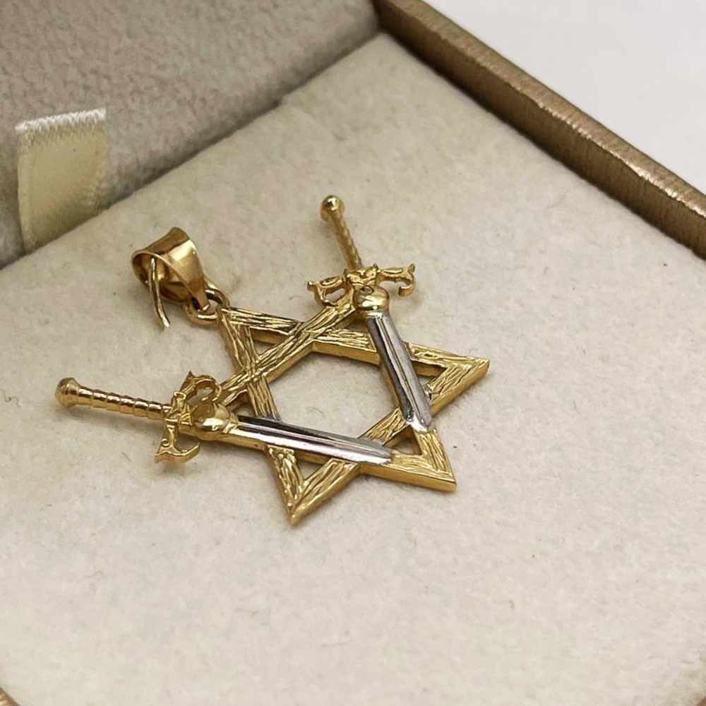 Victory Swords Star of David Pendant in 14K Two-Tone Gold