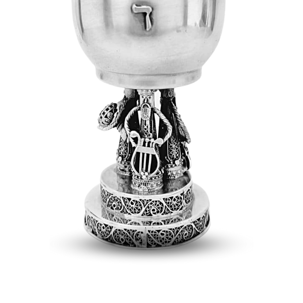 Sterling Silver Kiddush Cup with Klezmer Musicians