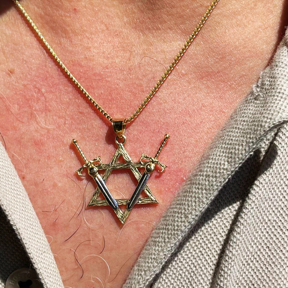 Victory Swords Star of David Pendant in 14K Two-Tone Gold