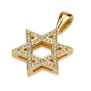 Classic Diamond Star of David Pendant in 18k Gold