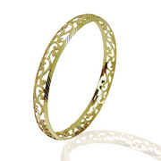 Modern Filigree Bangle with Laser Cut Edging in 14K Gold
