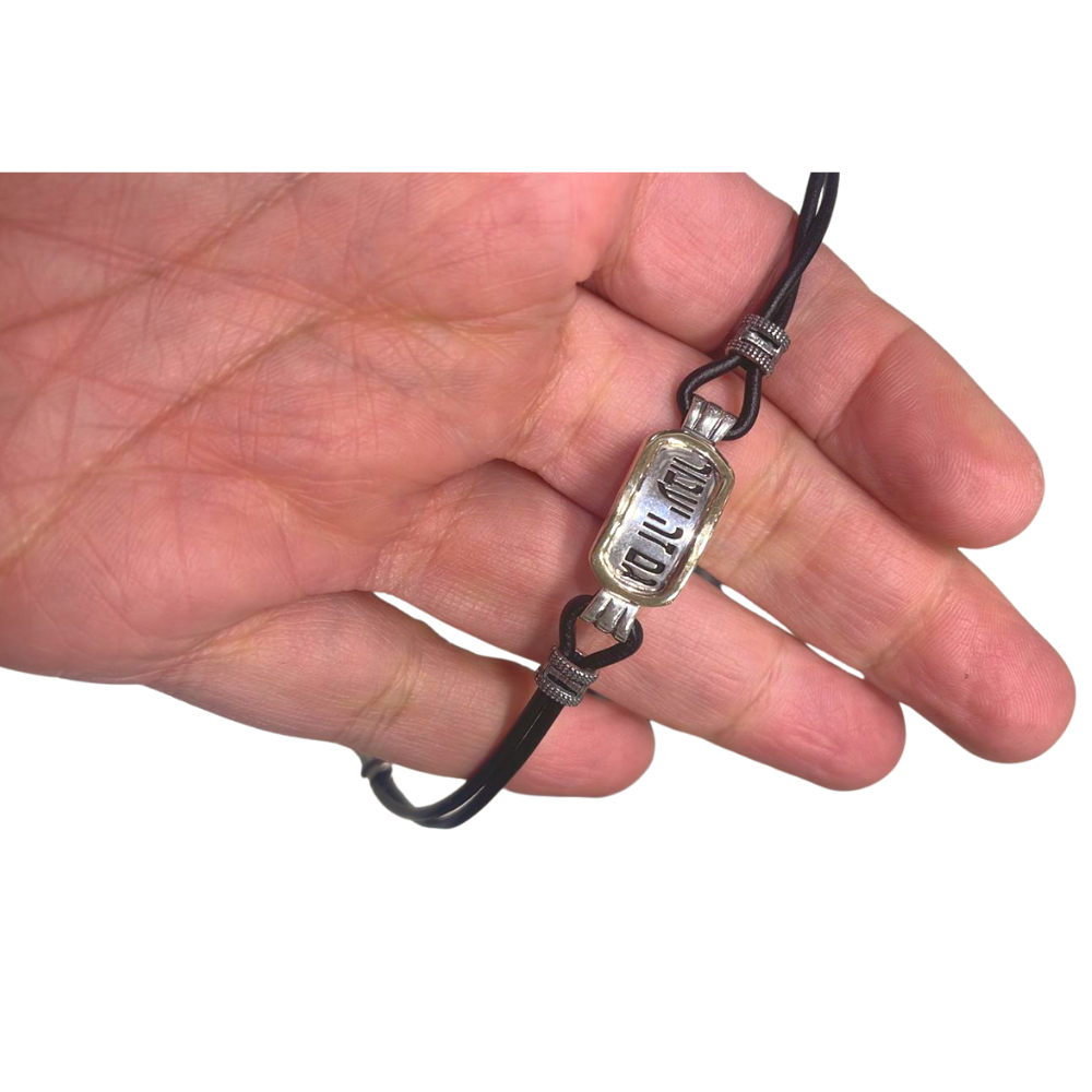 This Too Shall Pass Bracelet  - Black Leather with Sterling Silver and Gold