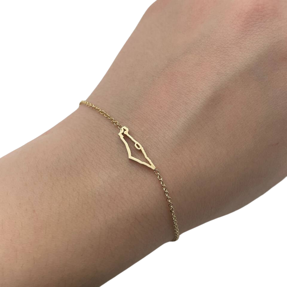 Map of Israel Chain Bracelet in 14K Gold