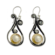 Oxidized Silver and Gold Dangle Earrings