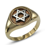 Star of David 14k Yellow and White Gold Signet Ring
