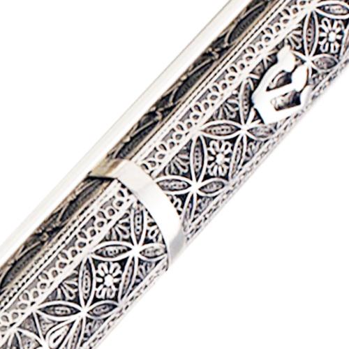 Sterling Silver Floral Filigree Large Mezuzah