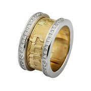 18k Yellow and White Gold Diamond Ani L'Dodi Hebrew Wedding Ring