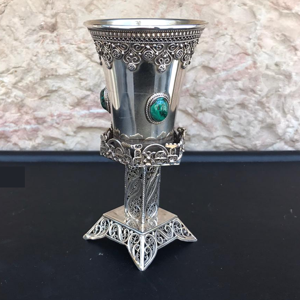 Eilat Stone-encrusted Hexagon in Sterling Silver