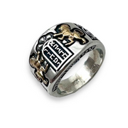 Lion of Judah Ten Commandments Star of David Jewish Ring in Silver and 14K Gold