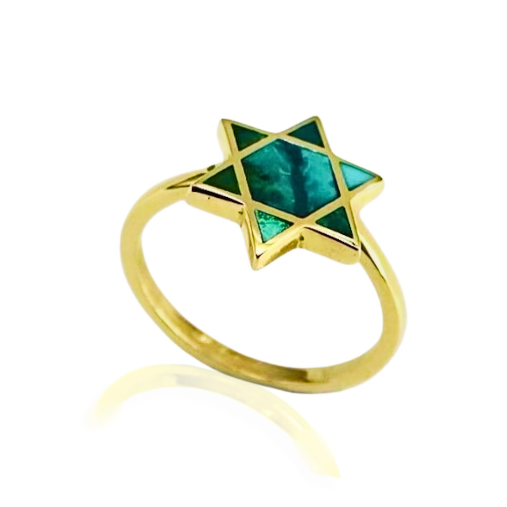 Israeli Eilat Stone Star of David Ring in 14K Gold