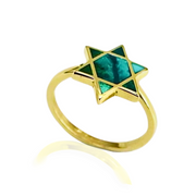 Israeli Eilat Stone Star of David Ring in 14K Gold