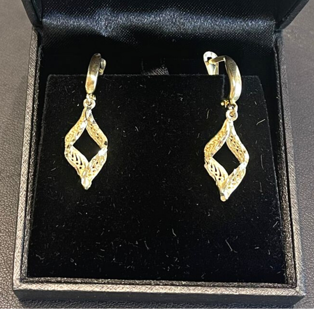 14k Yellow Gold Yemenite Filigree Dangle Earrings