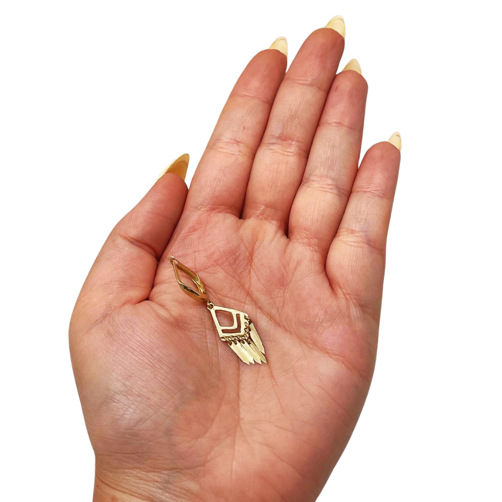 Fringe Dangle Earrings in 14K Solid Gold