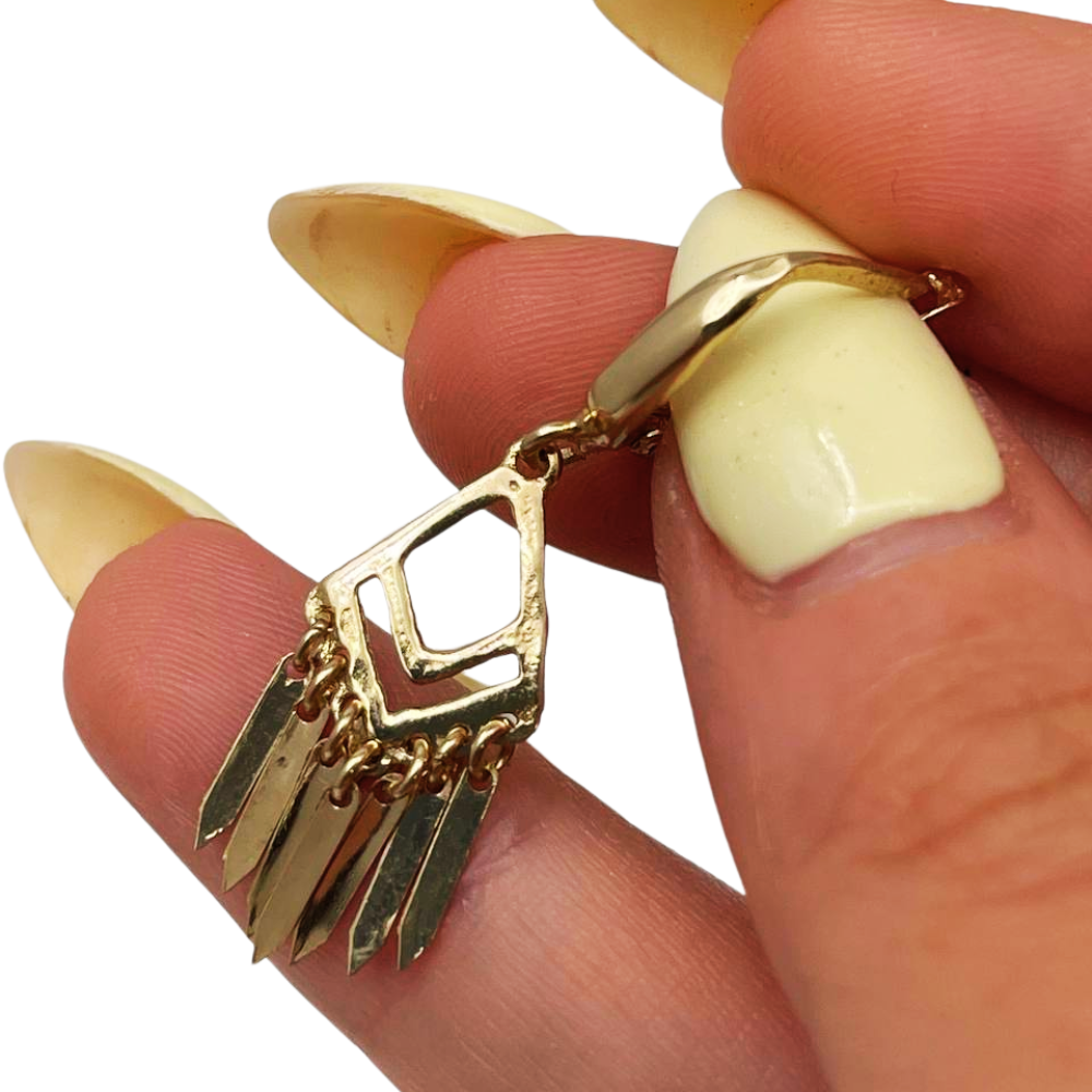 Fringe Dangle Earrings in 14K Solid Gold