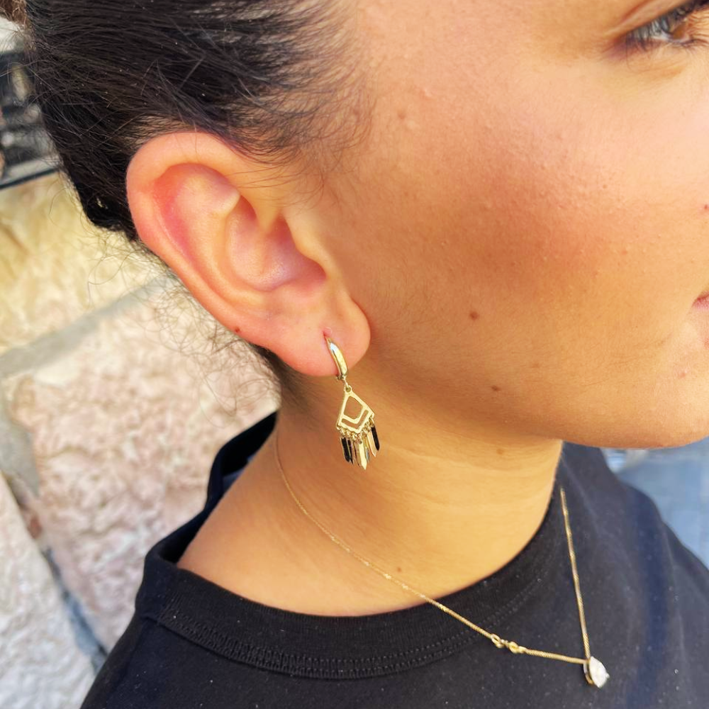 Fringe Dangle Earrings in 14K Solid Gold