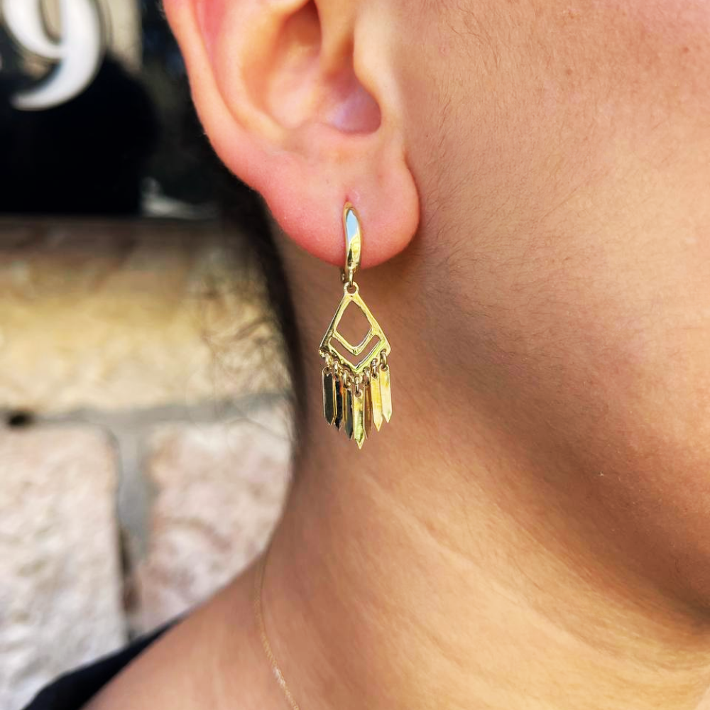Fringe Dangle Earrings in 14K Solid Gold