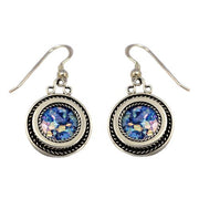 Silver Roman Glass Circular Rope Earrings