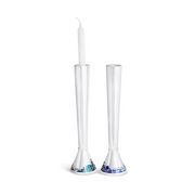 CANDLESTICKS - Personalized Silver Modern Candlesticks with Jerusalem in Enamel