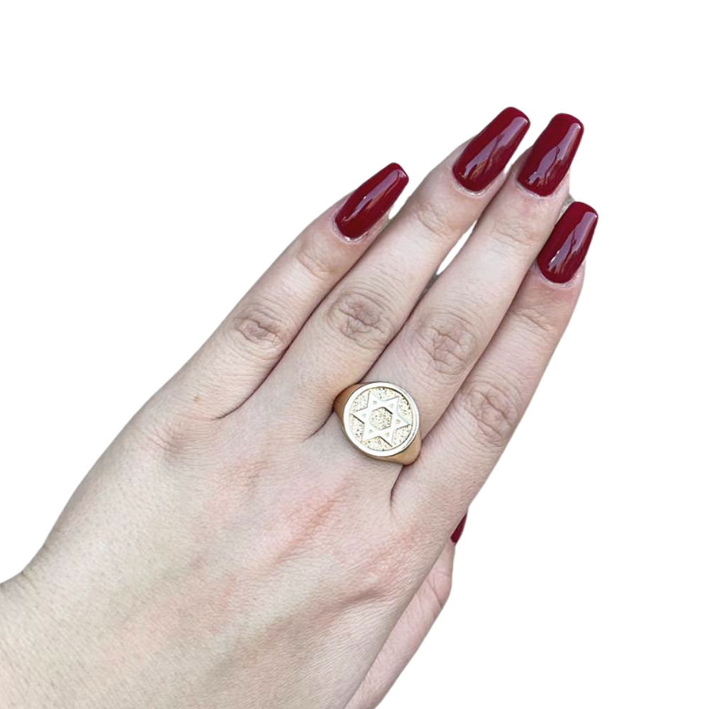 Star of David Signet Ring 14K Gold