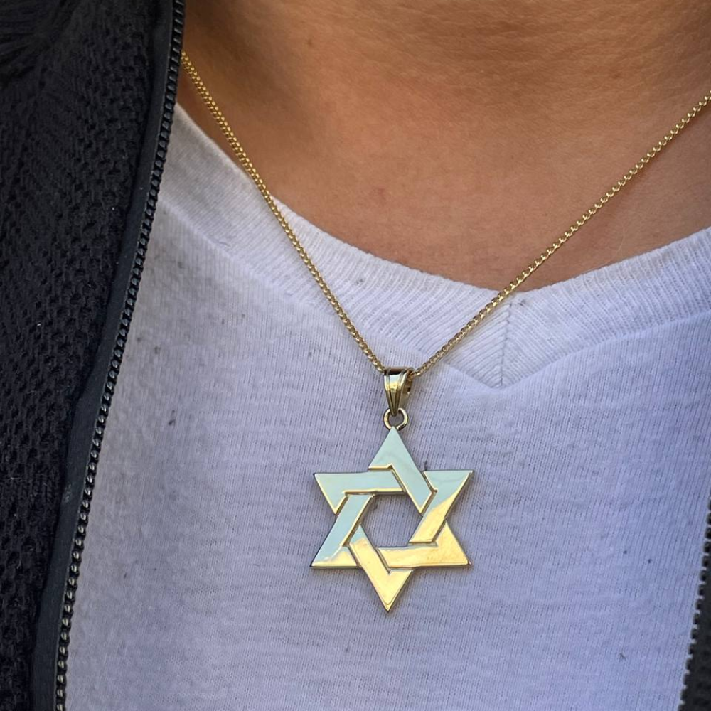 14k Gold Interwoven Star of David Pendant