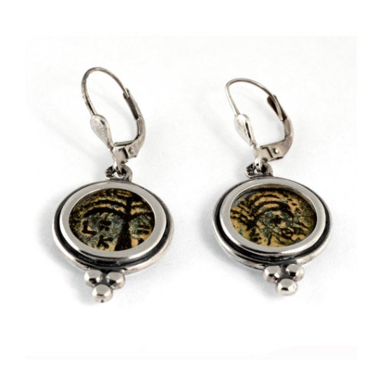 Ancient Roman Procurator Coin Silver Earrings