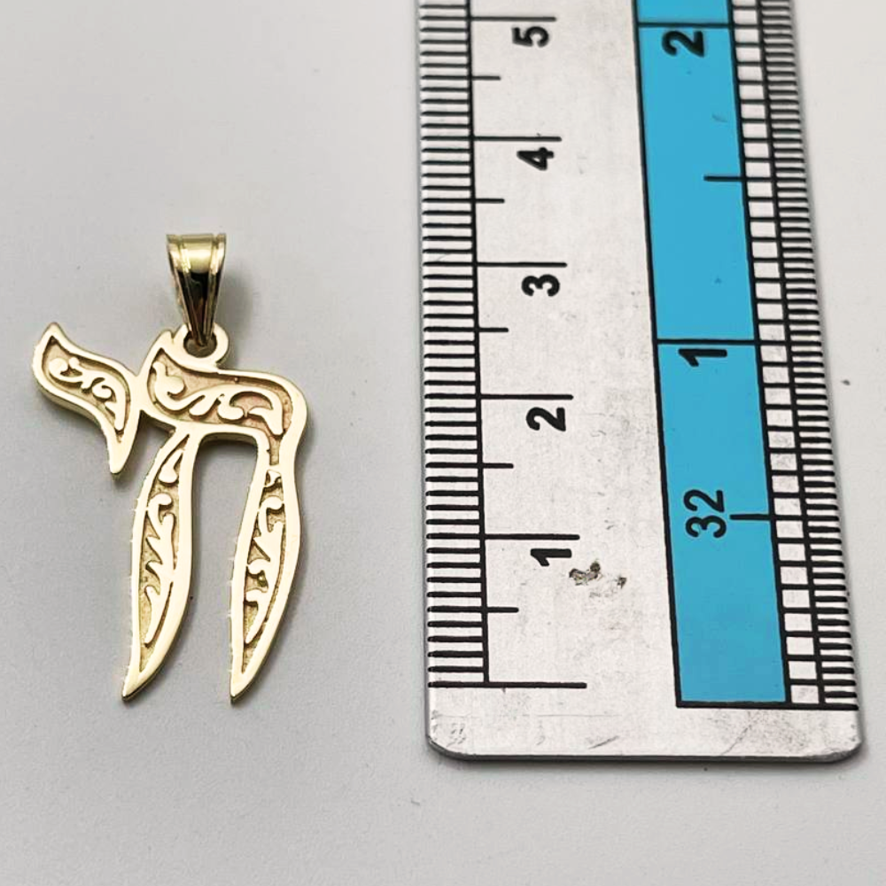 Embellished Chai 14k Yellow Gold Pendant