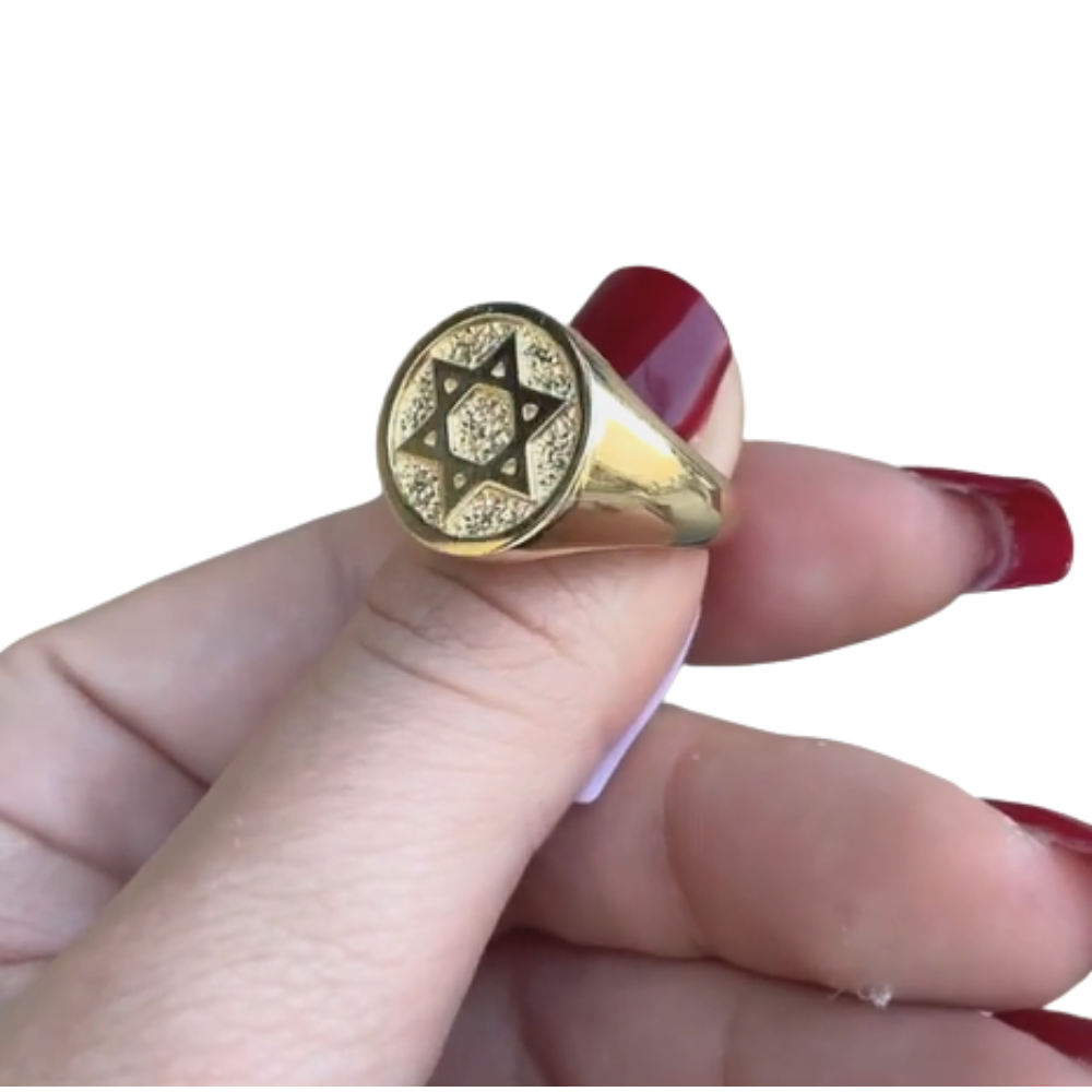 Star of David Signet Ring 14K Gold