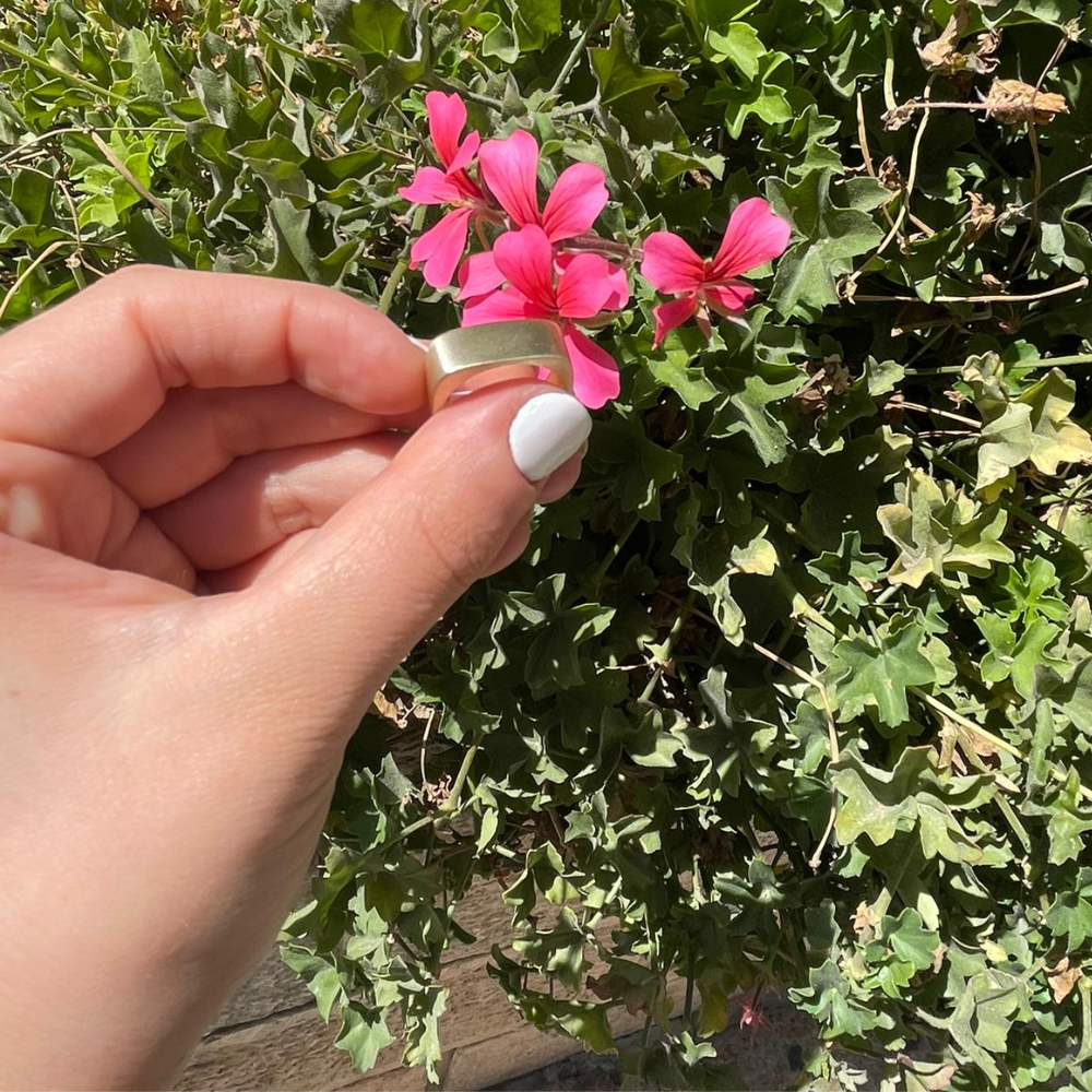 14k Brushed Yellow Gold Kabbalah Wedding Ring