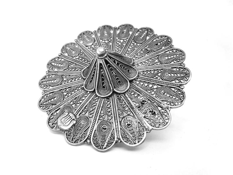 Sterling Silver Broad Flower Filigree Dreidel