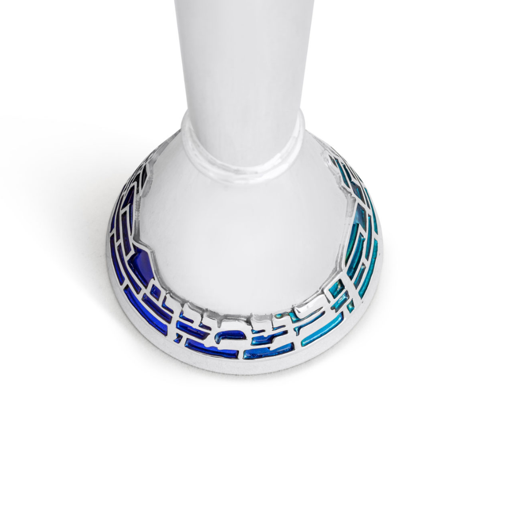 CANDLESTICKS - Personalized Silver Modern Candlesticks with Jerusalem in Enamel