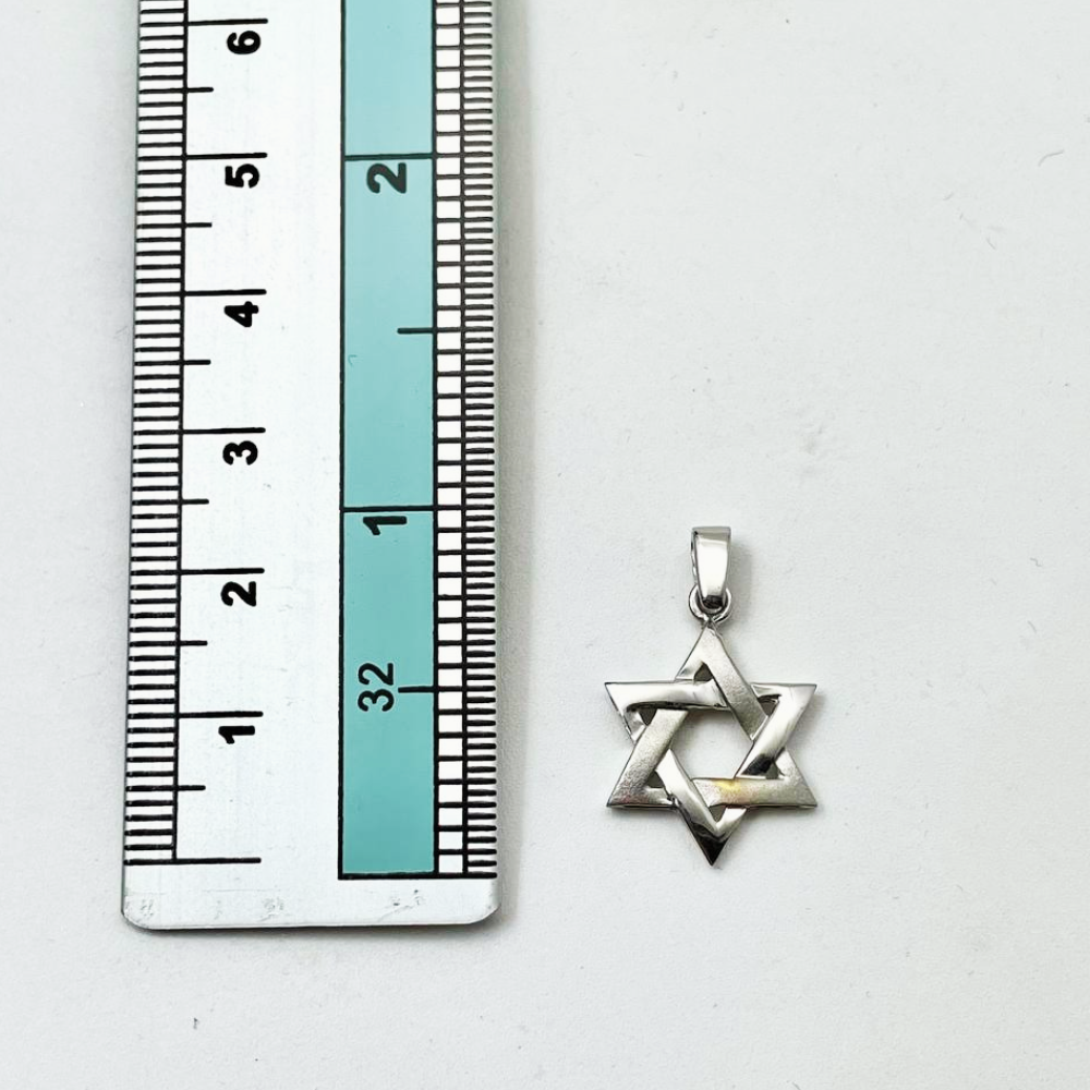 14K White Gold Brushed Star of David Pendant