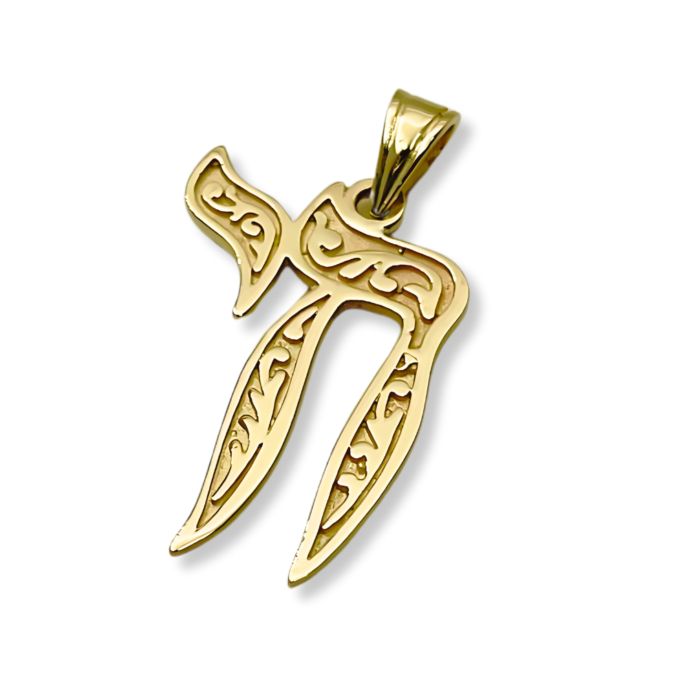 Embellished Chai 14k Yellow Gold Pendant