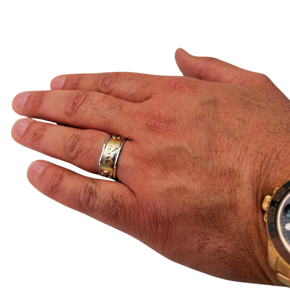 Two Tone 14K Gold Shema Israel Spinning Ring