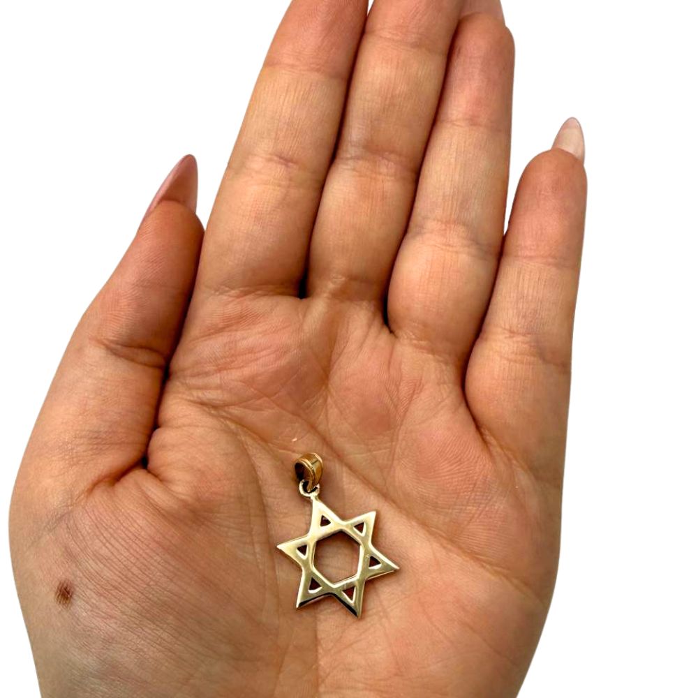 14k Gold Smooth Star of David Pendant