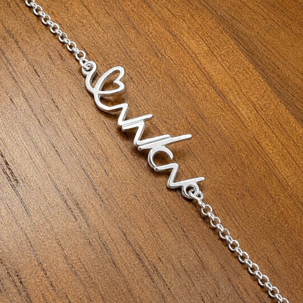 Personalized Sterling Silver Name Bracelet – Custom Script Name
