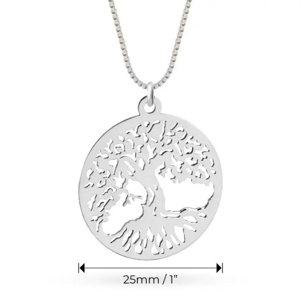 Tree of Life Necklace in Sterling Silver with Box Chain