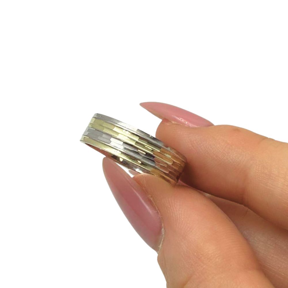 Two Tone 14K Gold Wedding Ring 8mm Unisex Gold Band