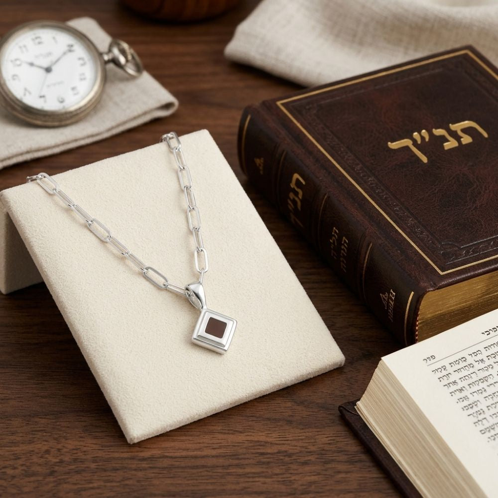 Paperclip Chain Jewish Nano Bible Necklace in 925 Sterling Silver