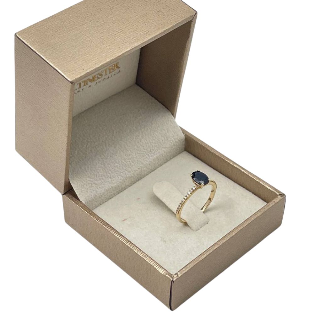 14K Yellow Gold Sapphire & Diamond Ring