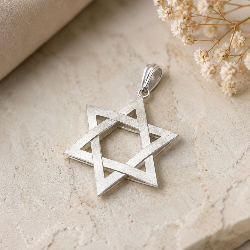 Sterling Silver 3D Star of David Pendant Magen David Charm