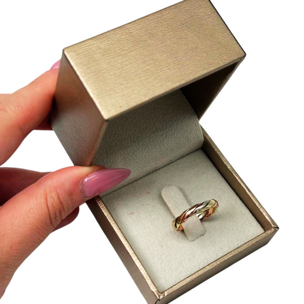 14K Tri-Color Gold Twisted Wedding Ring Braided Band