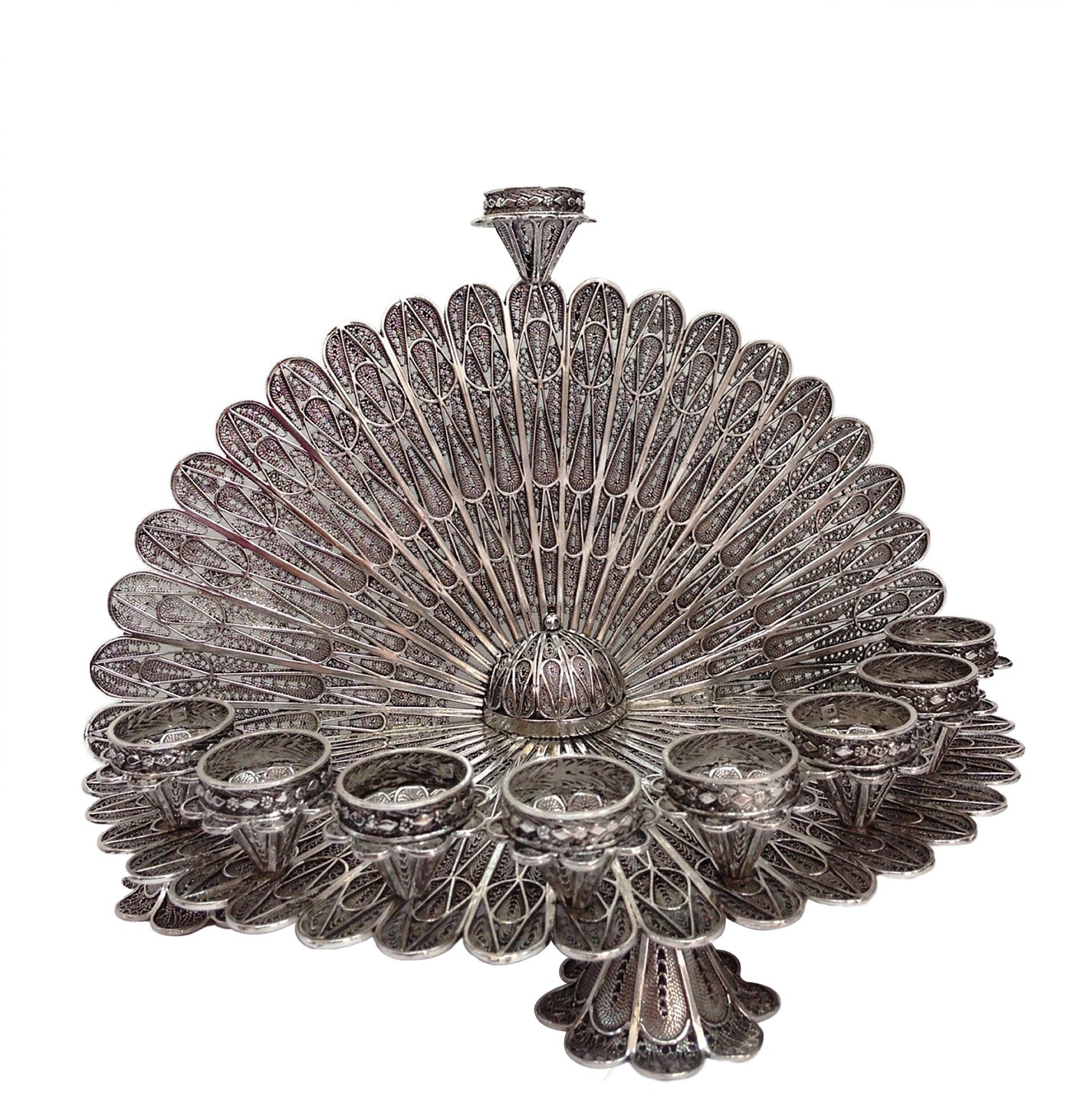 Round Filigree Sterling Silver Menorah