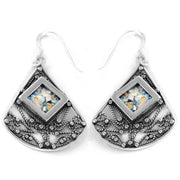 Large Roman Glass Lace Fan Earrings