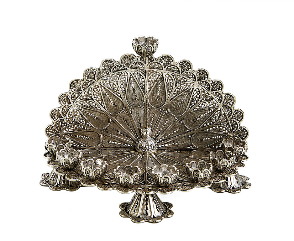 Exquisite Floral Filigree Menorah