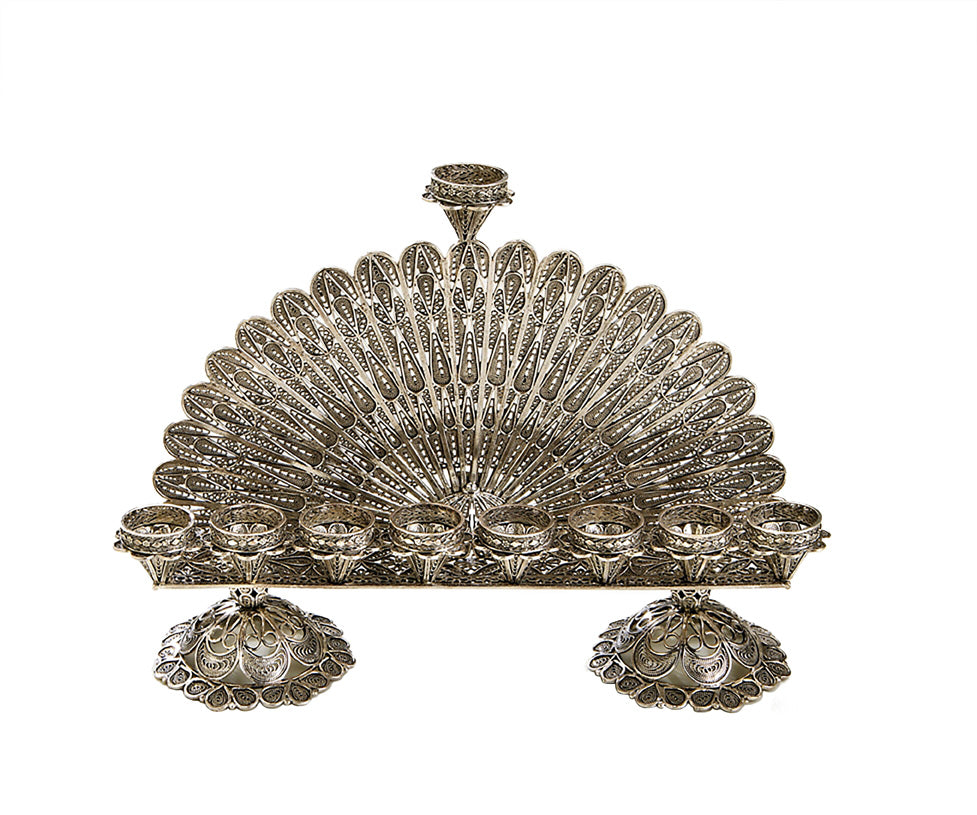 Sterling Silver Filigree Semicircle Menorah
