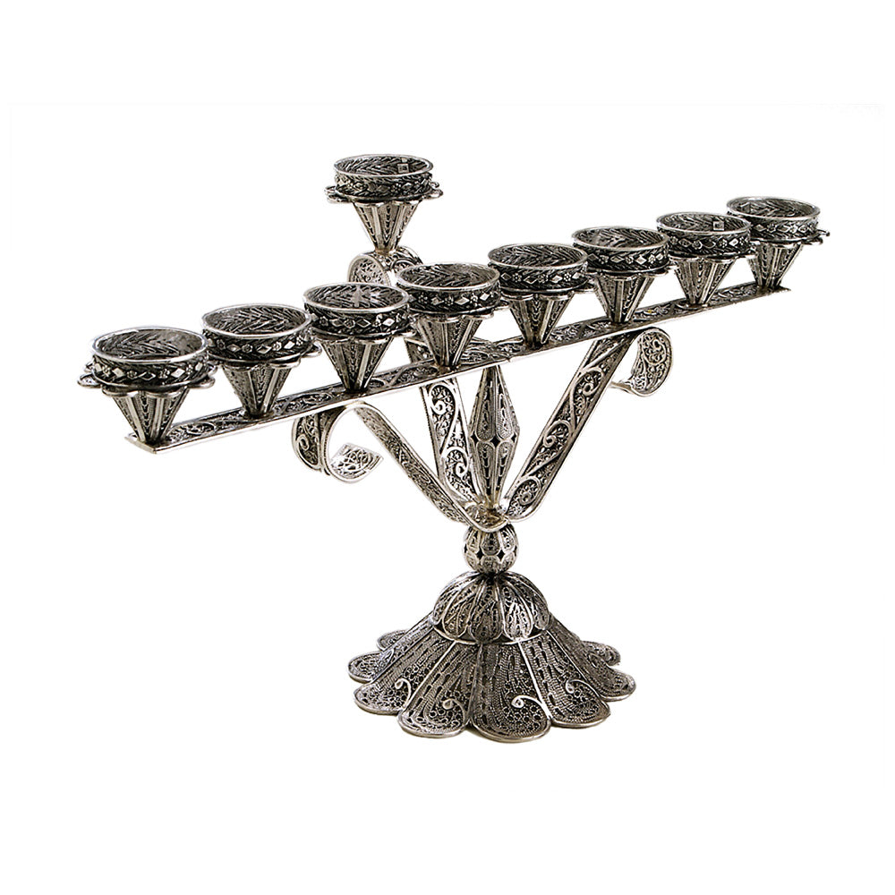 Ornate Filigree Hanukkah Menorah
